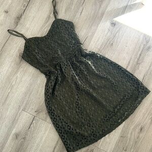 Maurices Olive Green Crochet Spaghetti Strap MIDI Dress